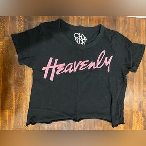 Chaser Heavenly Black Lightweight Cropped Tee-Shirt Size S